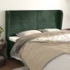 Cabeceira cama c/ abas veludo 183x23x118/128 cm verde-escuro 1