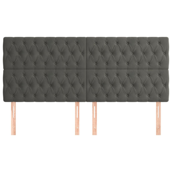 Cabeceira de cama 4 pcs veludo 90x7x78/88 cm cinzento-escuro M 3
