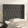 Cabeceira cama c/ abas veludo 93x16x118/128 cm cinzento-escuro 1