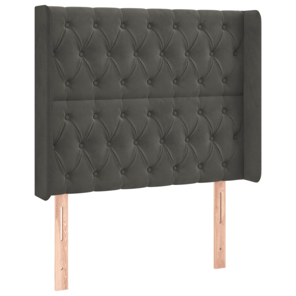 Cabeceira cama c/ abas veludo 93x16x118/128 cm cinzento-escuro M 2
