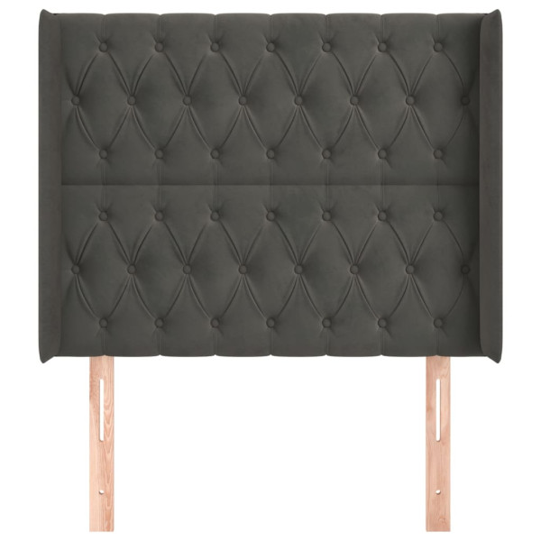 Cabeceira cama c/ abas veludo 93x16x118/128 cm cinzento-escuro M 3