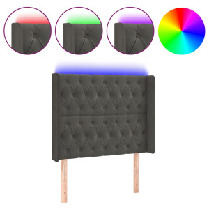 Cabecero con LED de terciopelo gris oscuro 93x16x118/128 cm H