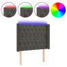 Cabeceira cama c/ luzes LED veludo 93x16x118/128cm cinza-escuro 2