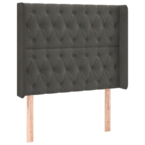 Cabeceira cama c/ luzes LED veludo 93x16x118/128cm cinza-escuro M 3