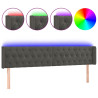 Cabeceira cama c/ luzes LED veludo 183x16x78/88cm cinza-escuro 2