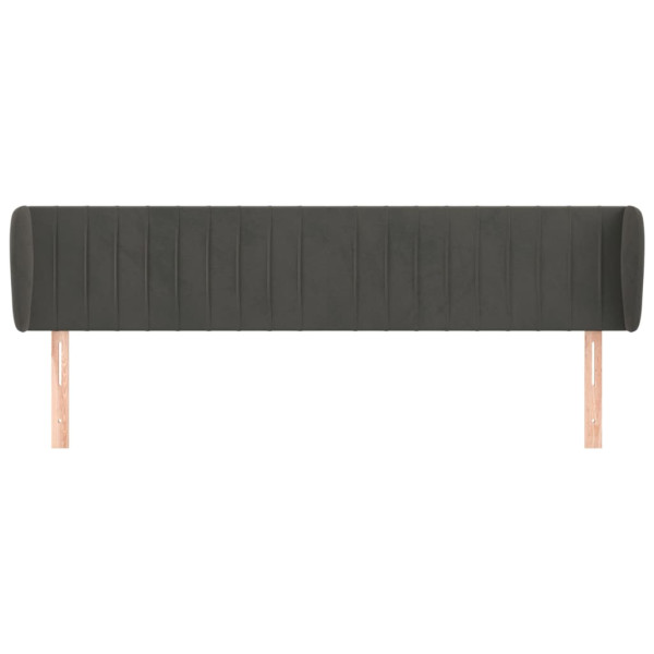 Cabeceira de cama c/ abas veludo 183x23x78/88cm cinzento-escuro M 3