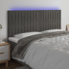 Cabecero con luces LED terciopelo gris oscuro 180x5x118/128 cm 1