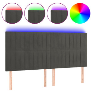 Cabecero con luces LED terciopelo gris oscuro 180x5x118/128 cm H