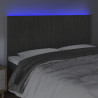 Cabeceira de cama c/ LED veludo 180x5x118/128 cm cinza-escuro 3