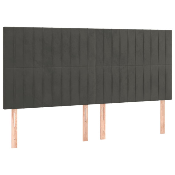 Cabecero con luces LED terciopelo gris oscuro 180x5x118/128 cm M 4
