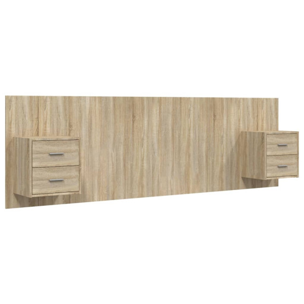 Cabecero de cama con mesitas madera contrachapada roble Sonoma M 2