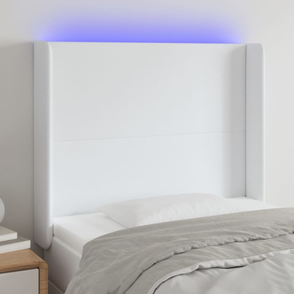 Cabecero con LED cuero sintético blanco 83x16x118/128 cm D