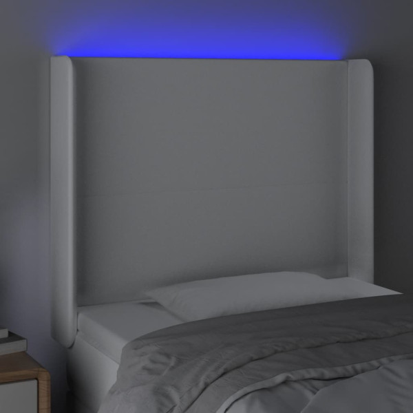 Cabecero con LED cuero sintético blanco 83x16x118/128 cm M 4