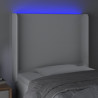 Cabeceira cama c/ LED couro artificial 83x16x118/128 cm branco 4