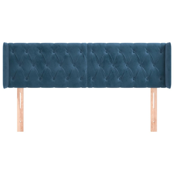 Cabeceira de cama c/ abas tecido 147x16x78/88cm azul-escuro M 3
