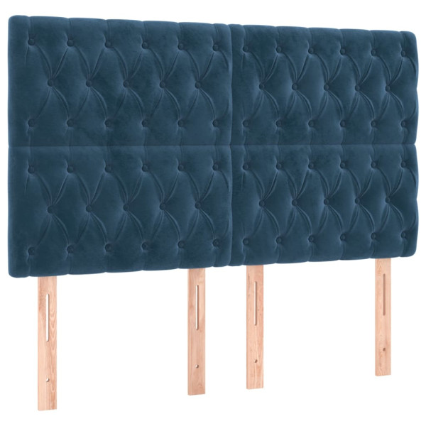 Cabecero con luces LED terciopelo azul oscuro 144x7x118/128 cm M 4
