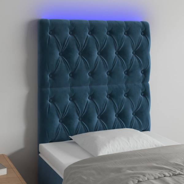 Cabecero con luces LED terciopelo azul oscuro 80x7x118/128 cm D