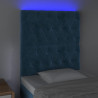 Cabeceira cama c/ luzes LED veludo 80x7x118/128cm azul-escuro 3