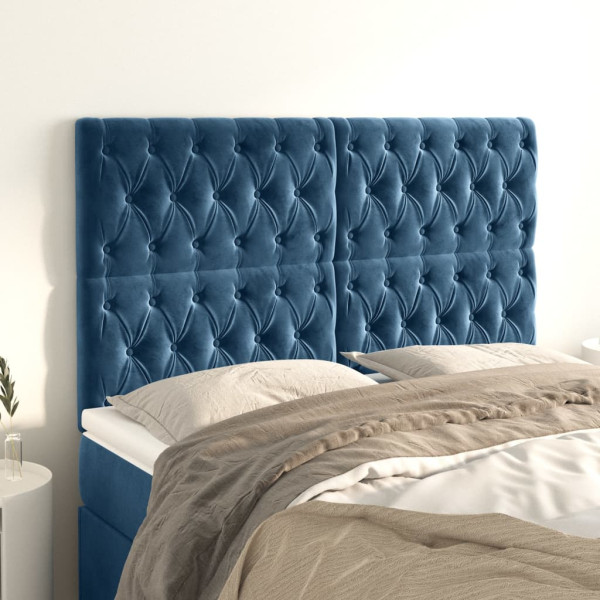 Cabeceros 4 unidades de terciopelo azul oscuro 80x7x78/88 cm D