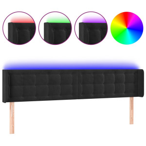 Cabecero con LED de terciopelo negro 203x16x78/88 cm H