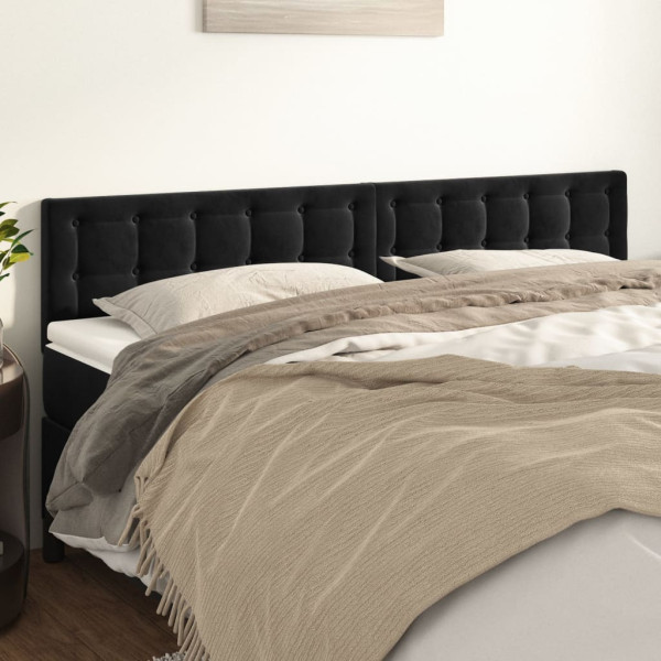 Cabeceros 2 unidades de terciopelo negro 100x5x78/88 cm D