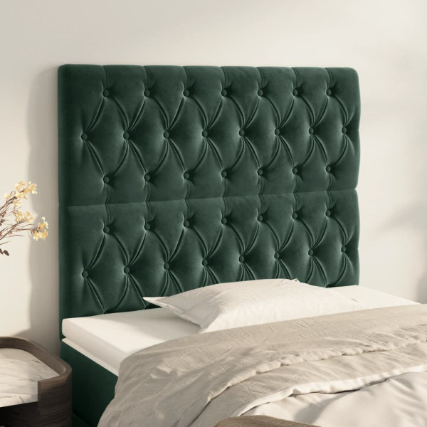 Cabeceros 2 unidades de terciopelo verde oscuro 100x7x78/88 cm D