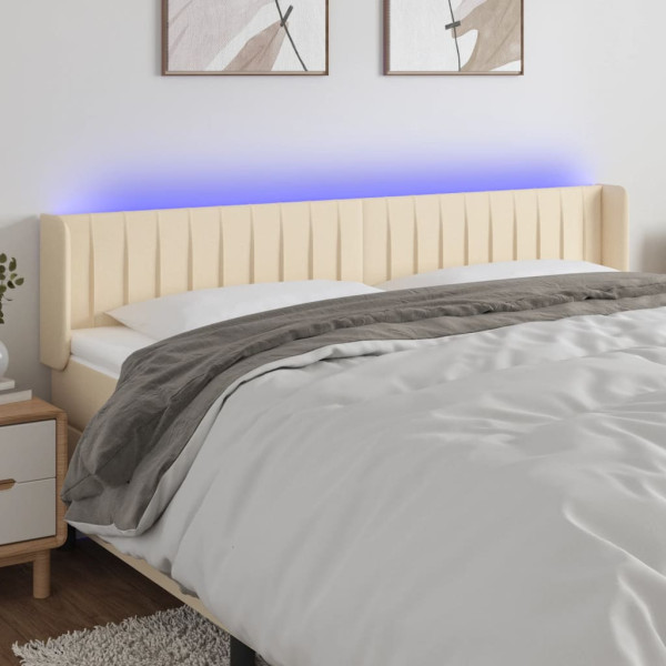 Cabecero con LED de tela crema 183x16x78/88 cm D