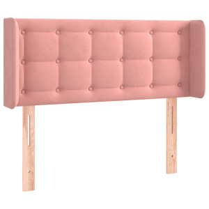 Cabeceira de cama c/ abas veludo 103x16x78/88 cm rosa H