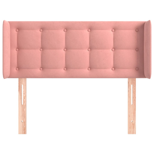 Cabeceira de cama c/ abas veludo 103x16x78/88 cm rosa M 3