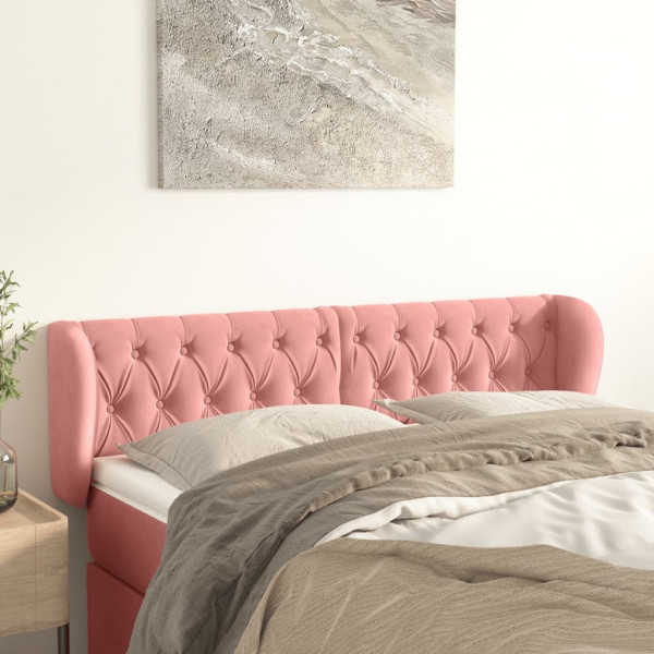 Cabecero de terciopelo rosa 163x23x78/88 cm D