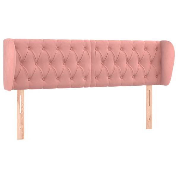 Cabeceira de cama c/ abas veludo 163x23x78/88 cm rosa M 2
