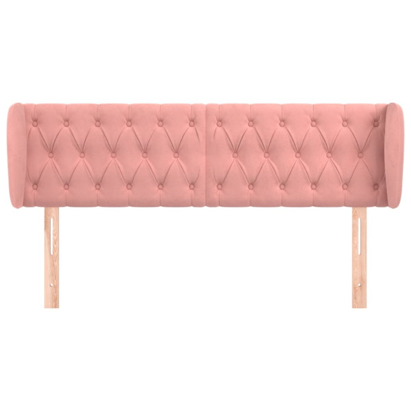 Cabeceira de cama c/ abas veludo 163x23x78/88 cm rosa M 3