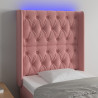 Cabeceira de cama c/ luzes LED veludo 83x16x118/128 cm rosa 1