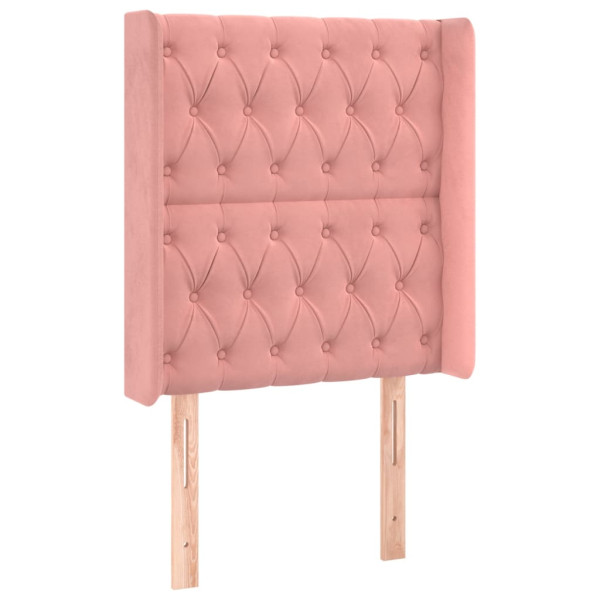 Cabeceira de cama c/ luzes LED veludo 83x16x118/128 cm rosa M 3