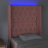 Cabecero con LED de terciopelo rosa 83x16x118/128 cm 4