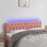 Cabeceira de cama c/ luzes LED veludo 160x7x78/88 cm rosa 1