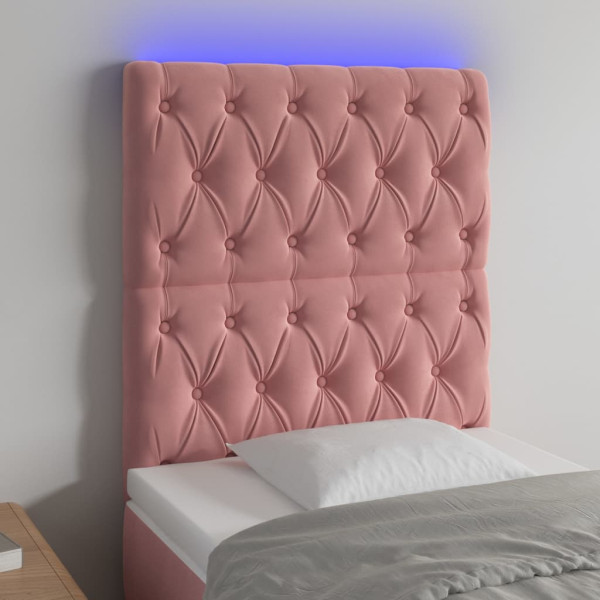 Cabecero con luces LED terciopelo rosa 80x7x118/128 cm D