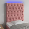 Cabecero con luces LED terciopelo rosa 80x7x118/128 cm 1