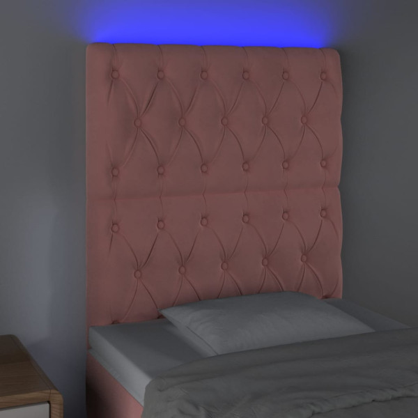 Cabecero con luces LED terciopelo rosa 80x7x118/128 cm M 3