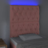 Cabeceira de cama c/ luzes LED veludo 80x7x118/128 cm rosa 3