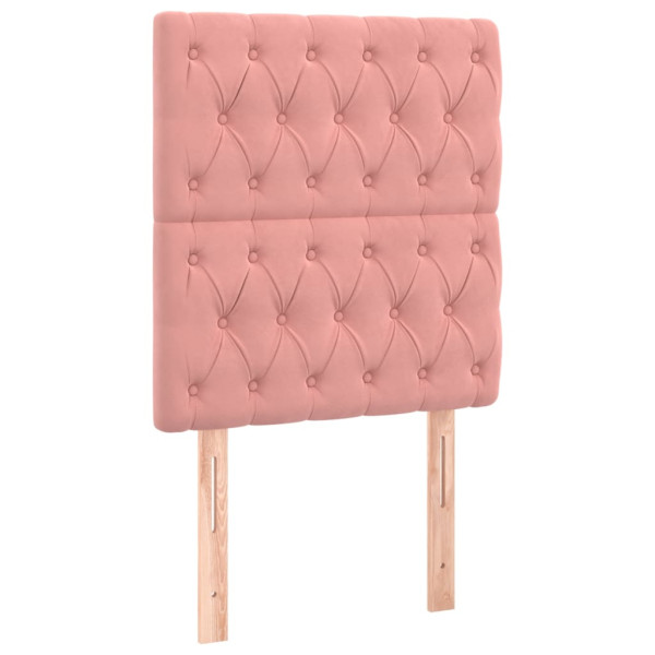 Cabeceira de cama c/ luzes LED veludo 80x7x118/128 cm rosa M 4