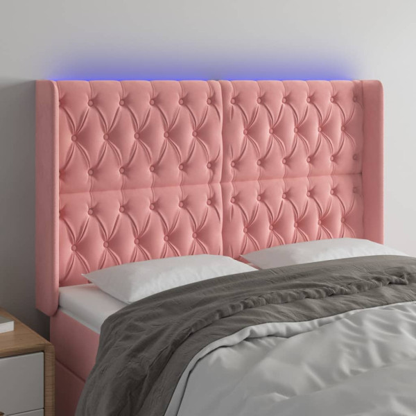 Cabecero con LED de terciopelo rosa 163x16x118/128 cm D