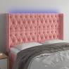 Cabeceira de cama c/ luzes LED veludo 163x16x118/128 cm rosa 1