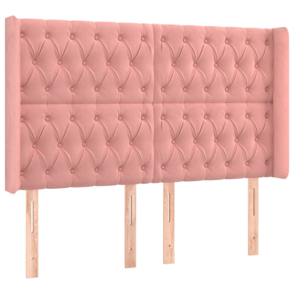 Cabeceira de cama c/ luzes LED veludo 163x16x118/128 cm rosa M 3