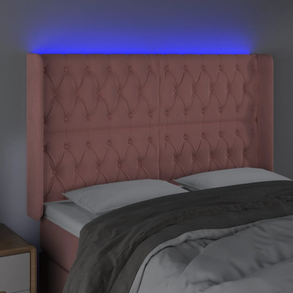 Cabecero con LED de terciopelo rosa 163x16x118/128 cm M 4