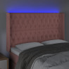 Cabecero con LED de terciopelo rosa 163x16x118/128 cm 4