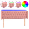 Cabecero con LED de terciopelo rosa 163x16x78/88 cm 2