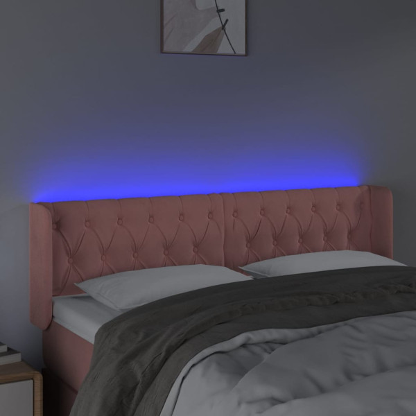 Cabecero con LED de terciopelo rosa 163x16x78/88 cm M 4