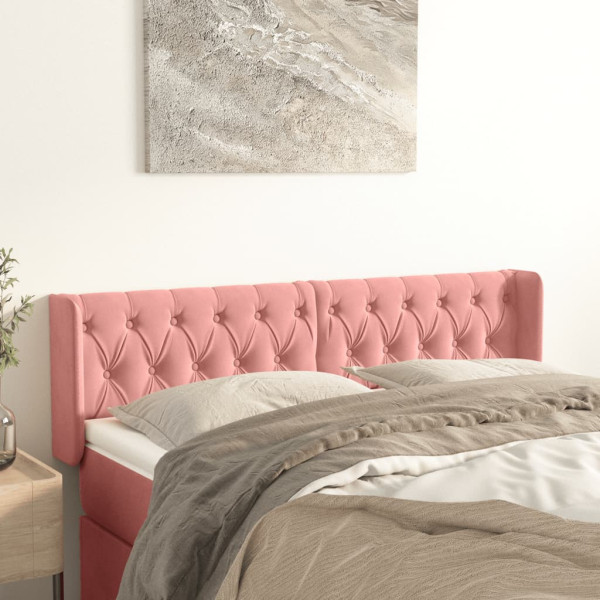Cabecero de terciopelo rosa 163x16x78/88 cm D
