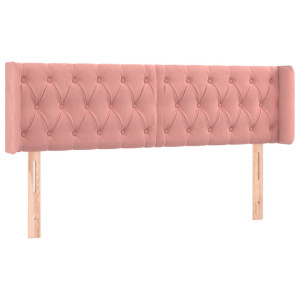 Cabeceira de cama c/ abas veludo 163x16x78/88 cm rosa H